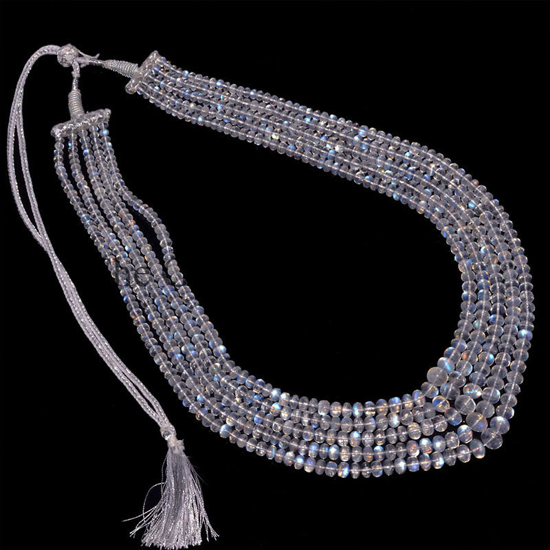 Natural Rainbow Moonstone Beaded Necklace, TGS-0695