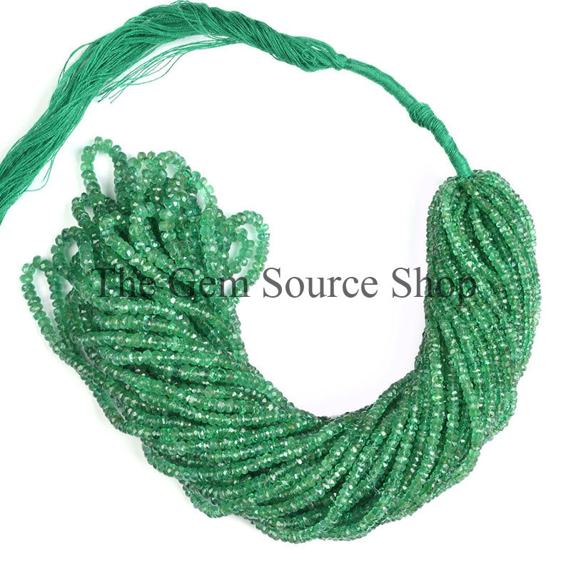 Natural Emerald Faceted Rondelle Beads, TGS-0701