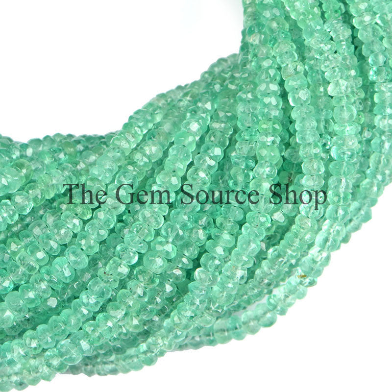 Colombian Emerald Beads, Emerald Faceted Rondelle Beads, Colombian Emerald, Gemstone Beads