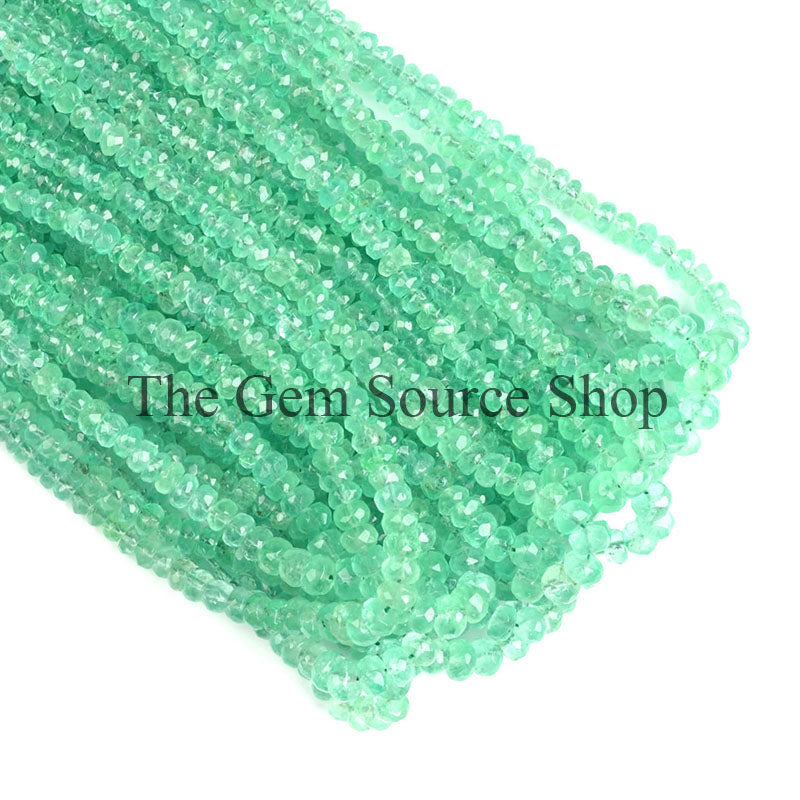 Colombian Emerald Beads, Emerald Faceted Rondelle Beads, Colombian Emerald, Gemstone Beads
