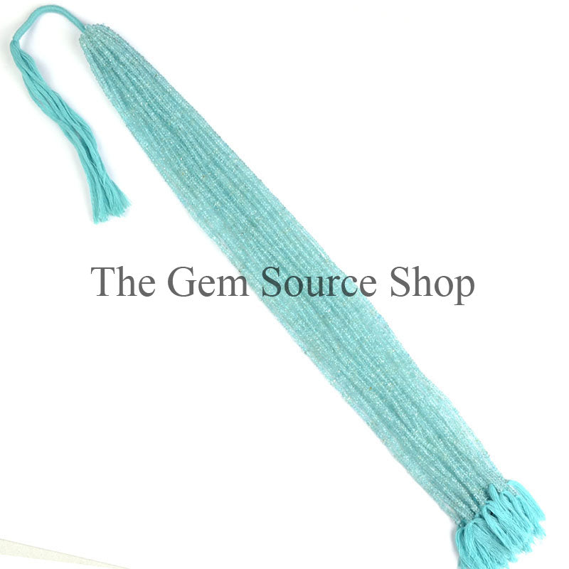 Aquamarine 3-3.5mm-13" Faceted Rondelle Shape Gemstone Beads Strand for Jewelry