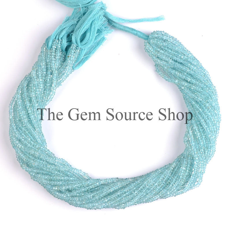 Aquamarine 3-3.5mm-13" Faceted Rondelle Shape Gemstone Beads Strand for Jewelry