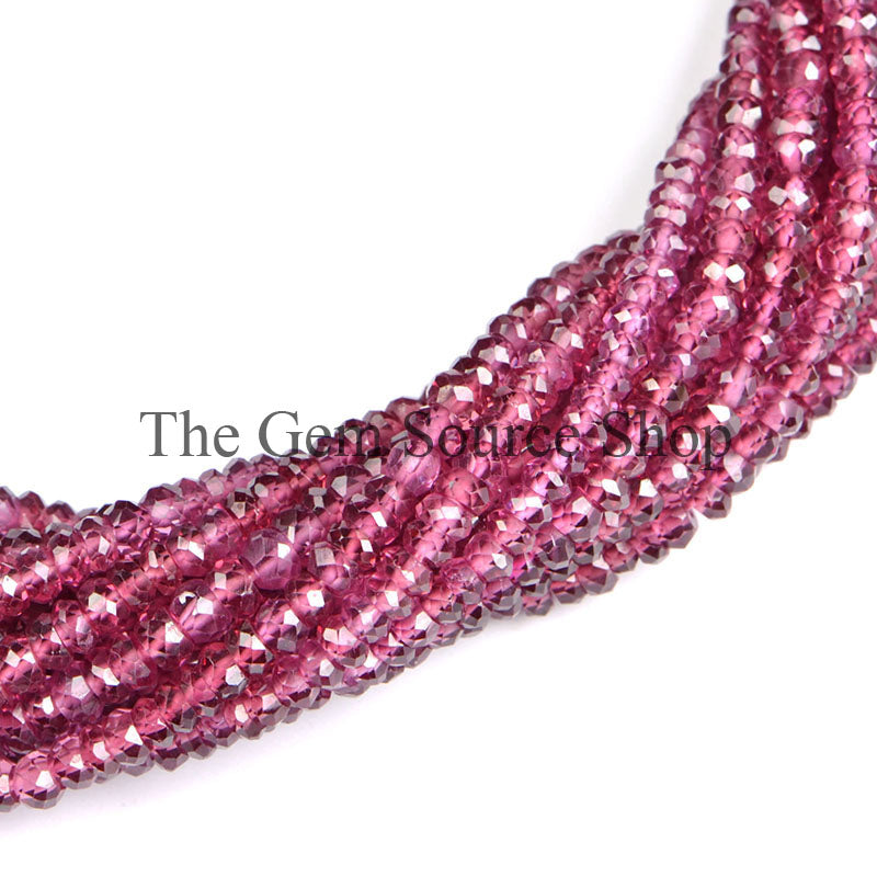 Rhodolite Garnet Beads, Garnet Faceted Beads, Garnet Rondelle Shape Beads, Gemstone Beads