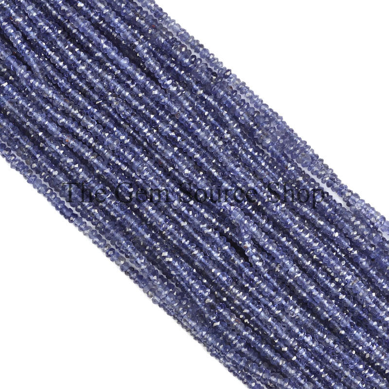 Natural Iolite Beads, Iolite Faceted Beads, Iolite Rondelle Shape Beads, Iolite Briolette, Gemstone Beads