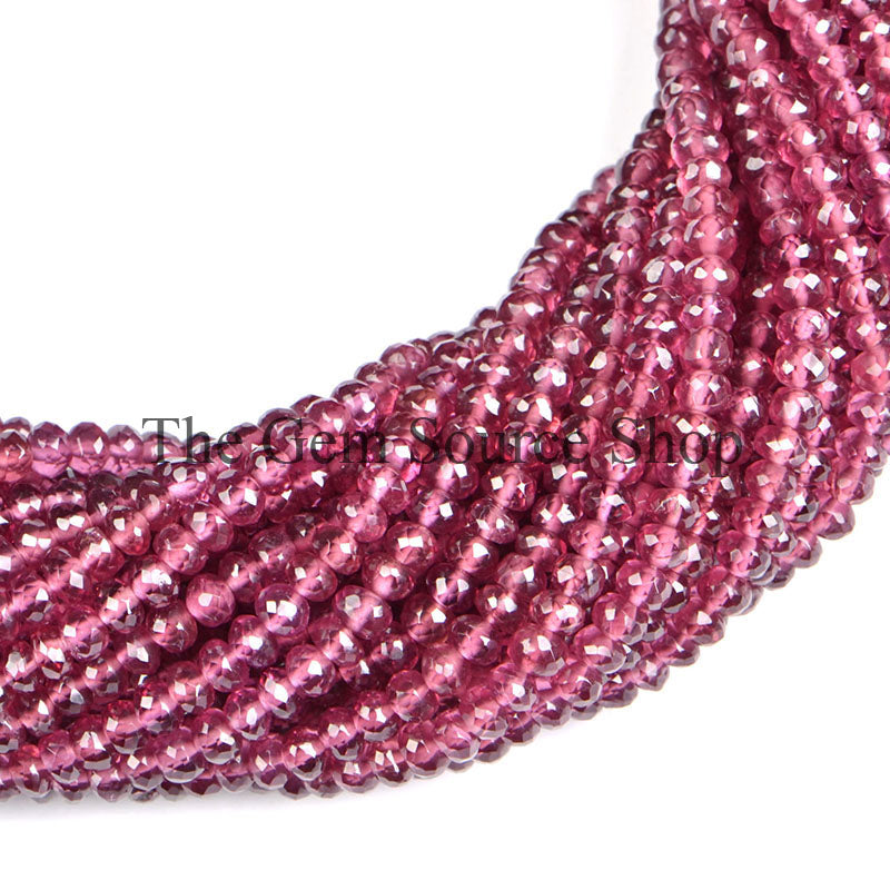 Garnet Faceted Beads, Garnet Rondelle Shape Beads, Garnet Briolette, Garnet Gemstone Beads