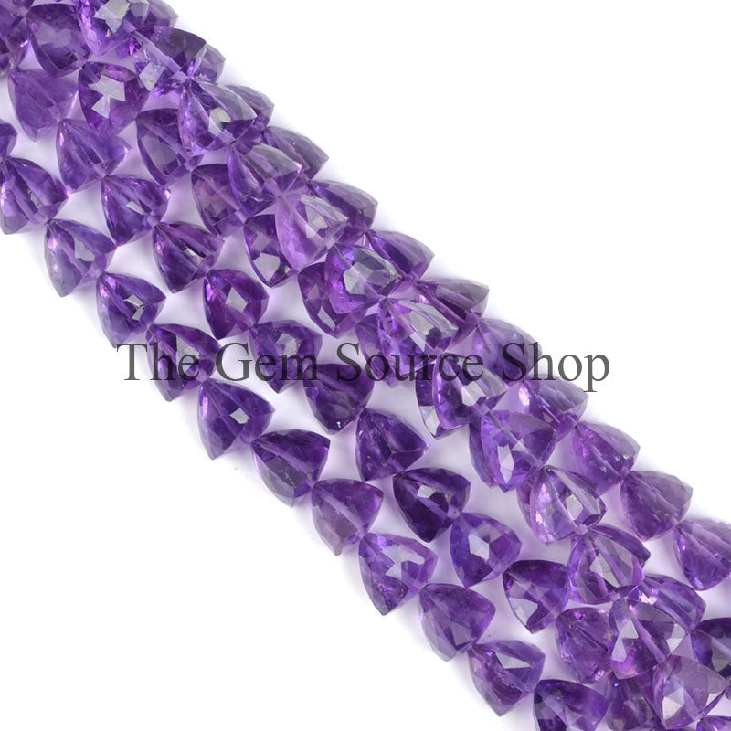 African Amethyst Beads, Amethyst Faceted Beads, Amethyst Trillion Shape Beads, Briolette Trillion Beads