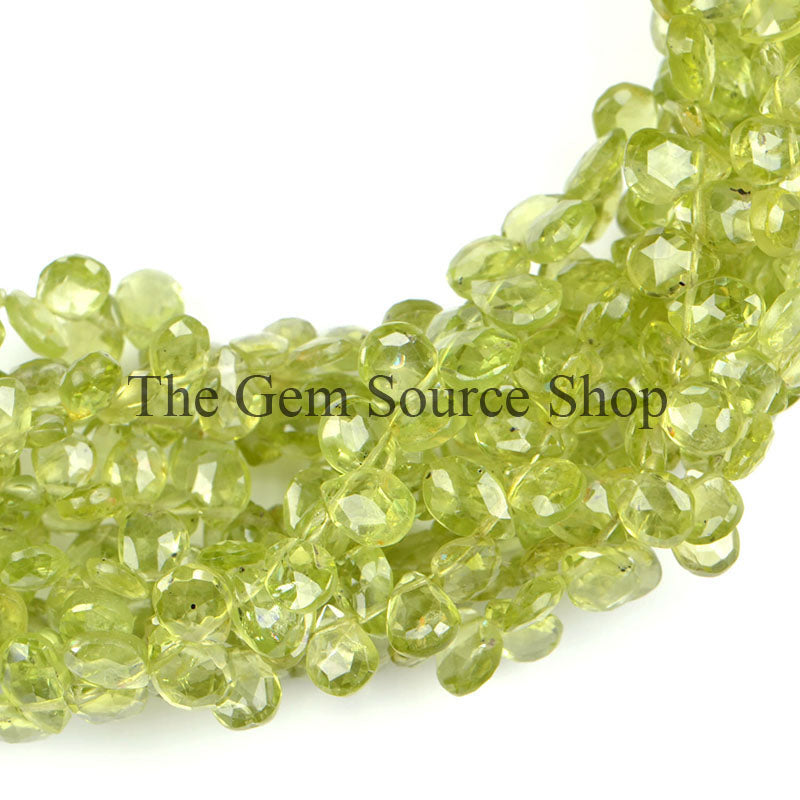 Natural Peridot Beads, Peridot Faceted Pear Shape Beads, Side Drill Pear, Peridot Gemstone Beads