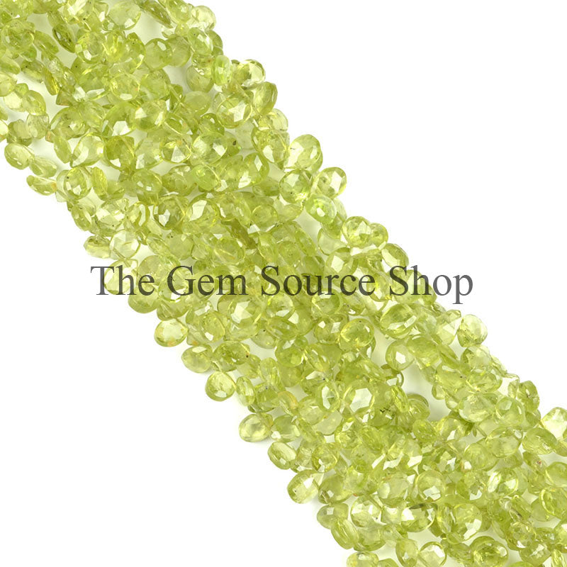 Natural Peridot Beads, Peridot Faceted Pear Shape Beads, Side Drill Pear, Peridot Gemstone Beads