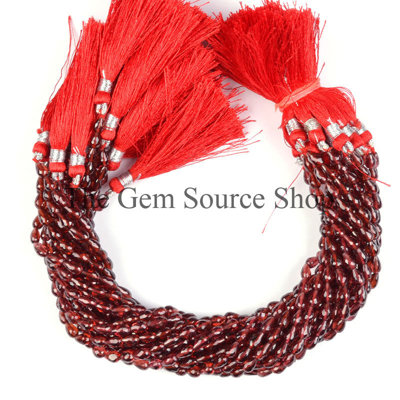 Mozambique Garnet Beads, Garnet Faceted Beads, Garnet Drop Shape Beads, Straight Drill Drop Beads