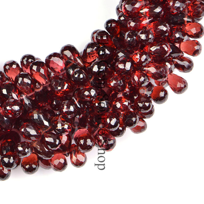 Mozambique Garnet Beads, Garnet Briolette, Garnet Faceted Drop Beads, Side Drill Drop Beads