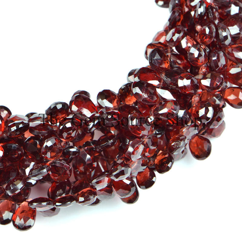 Natural Mozambique Garnet Beads, Faceted Garnet Beads, Garnet Pear Shape Beads, Gemstone Beads