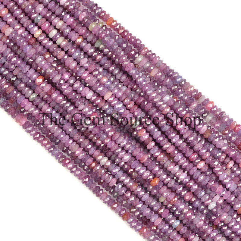 Ruby Faceted Beads, Ruby Rondelle Shape Beads, Ruby Gemstone Beads, Wholesale Beads