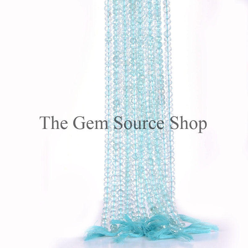 AAA Quality, Aquamarine Beads, Aquamarine Faceted Beads, Aquamarine Rondelle Shape Beads