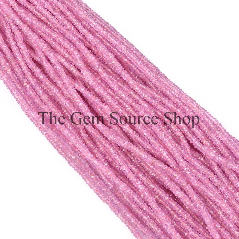 Pink sapphire Beads, Pink Sapphire Faceted Beads, Sapphire Rondelle Beads, Wholesale Beads