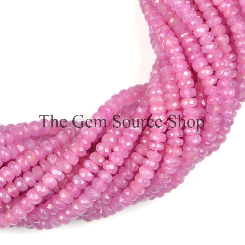 Untreated Pink SAPPHIRE Faceted Rondelle Beads Necklace