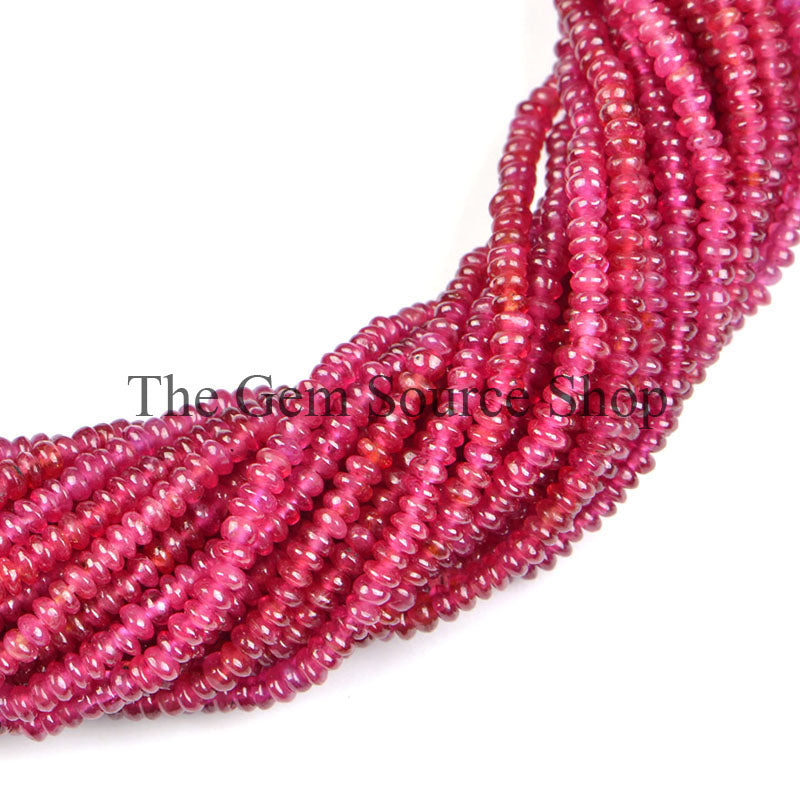 Longido Ruby Beads, Ruby Smooth Beads, Ruby Plain Beads, Ruby Rondelle Beads, Wholesale Beads
