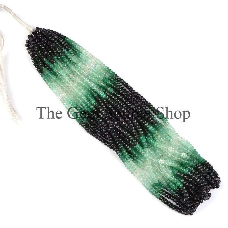 Shaded Emerald Beads, Emerald Rondelle Beads, Emerald Faceted Beads, Emerald Gemstone Beads