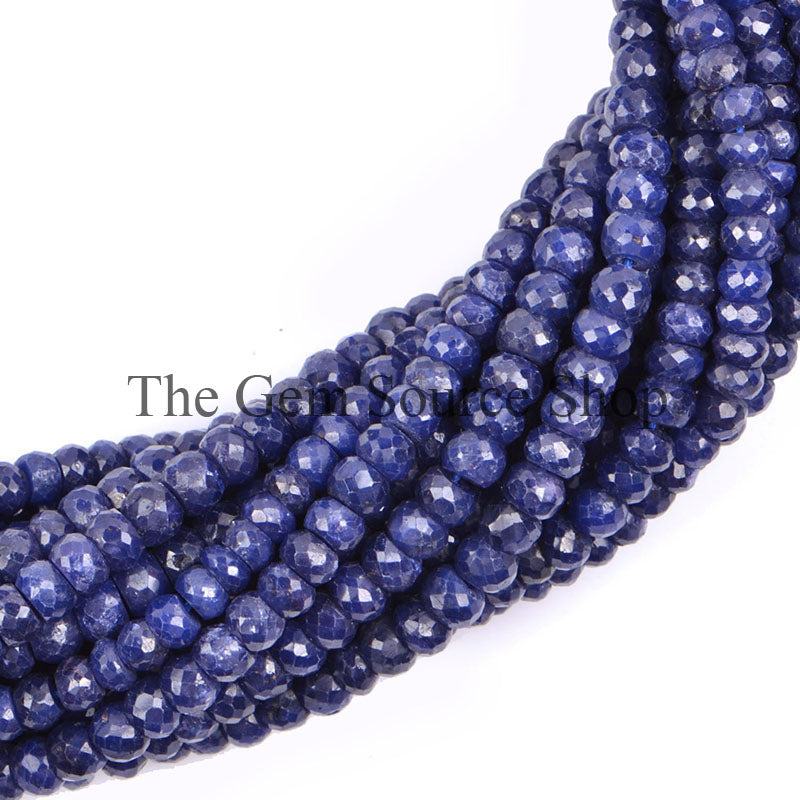 Blue Sapphire Beads, Blue Sapphire Rondelle Beads, Blue Sapphire Faceted Beads, Blue Sapphire Gemstone Beads
