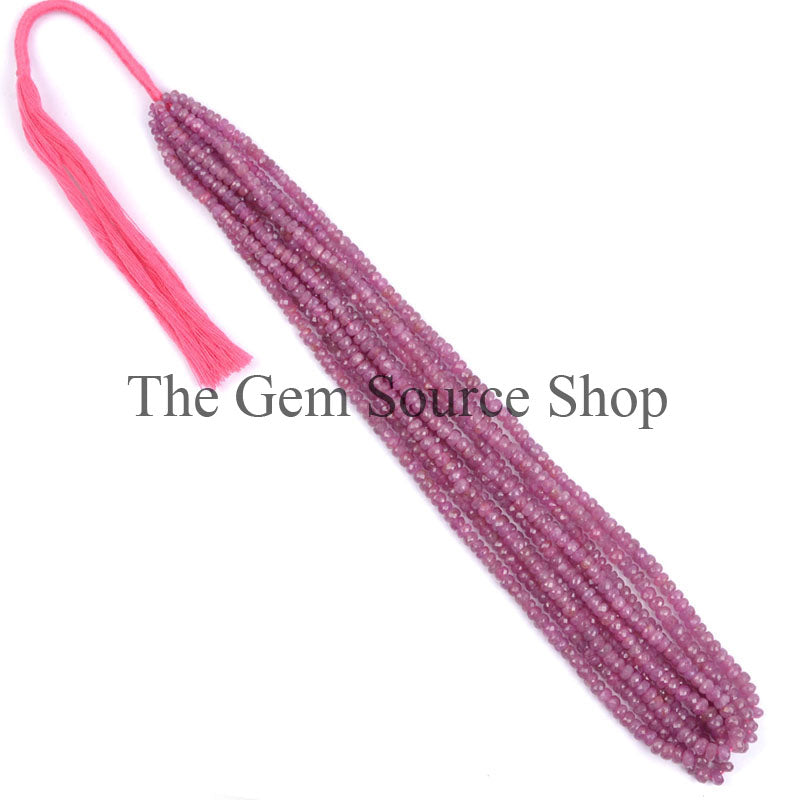 Pink Sapphire Beads, Pink Sapphire Rondelle Beads, Pink Sapphire Faceted Beads, Pink Sapphire Gemstone Beads