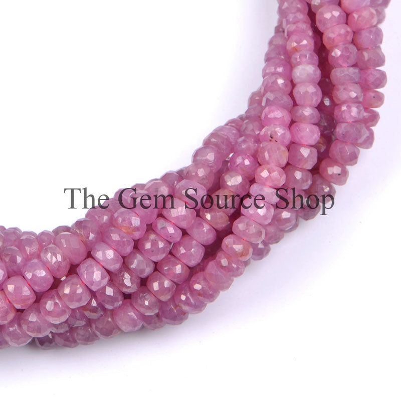 Pink Sapphire Beads, Pink Sapphire Rondelle Beads, Pink Sapphire Faceted Beads, Pink Sapphire Gemstone Beads
