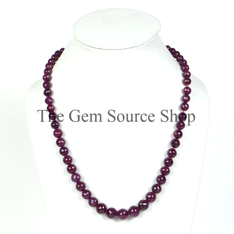 Ruby Necklace, Ruby Round Necklace, Ruby Faceted Necklace, Ruby Gemstone Necklace