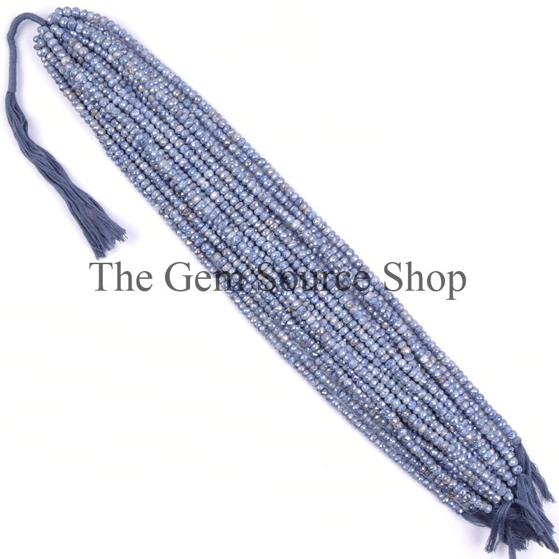 Blue Silverite Beads, Blue Silverite Rondelle Beads, Blue Silverite Faceted Beads, Blue Silverite Gemstone Beads