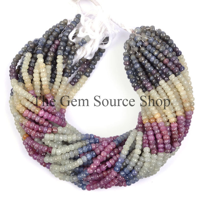 Multi Sapphire Beads, Multi Sapphire Rondelle Beads, Multi Sapphire Faceted Beads, Multi Sapphire Gemstone Beads