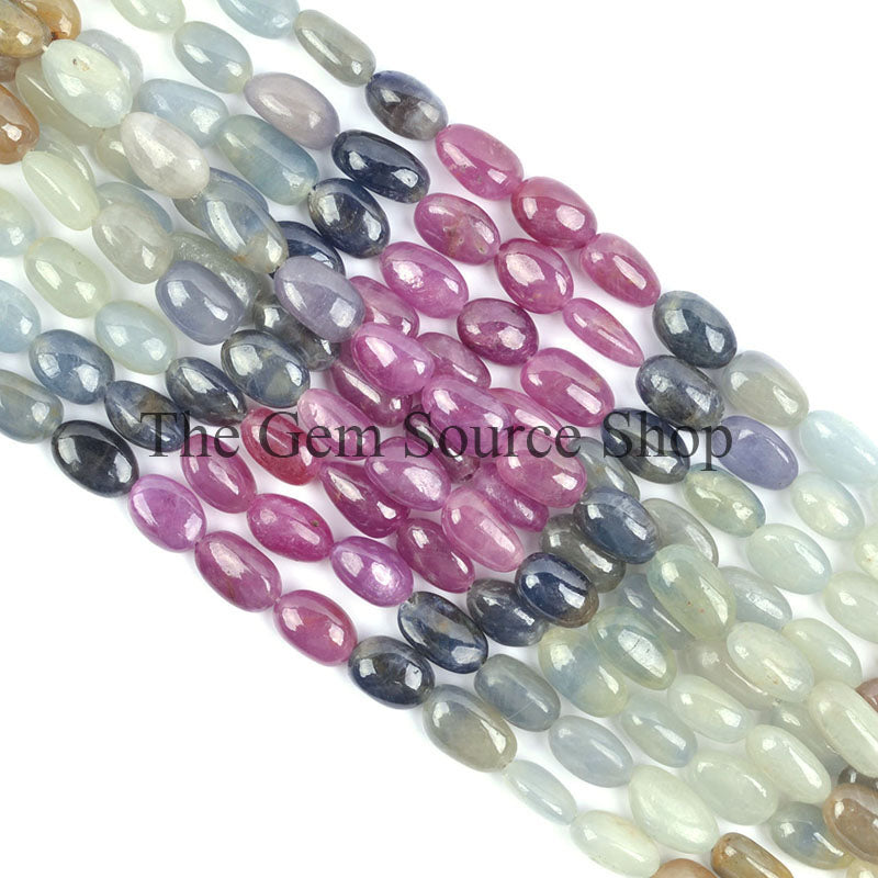Multi Sapphire Beads, Multi Sapphire Nugget Shape Beads, Multi Sapphire Smooth Beads, Multi Sapphire Gemstone Beads