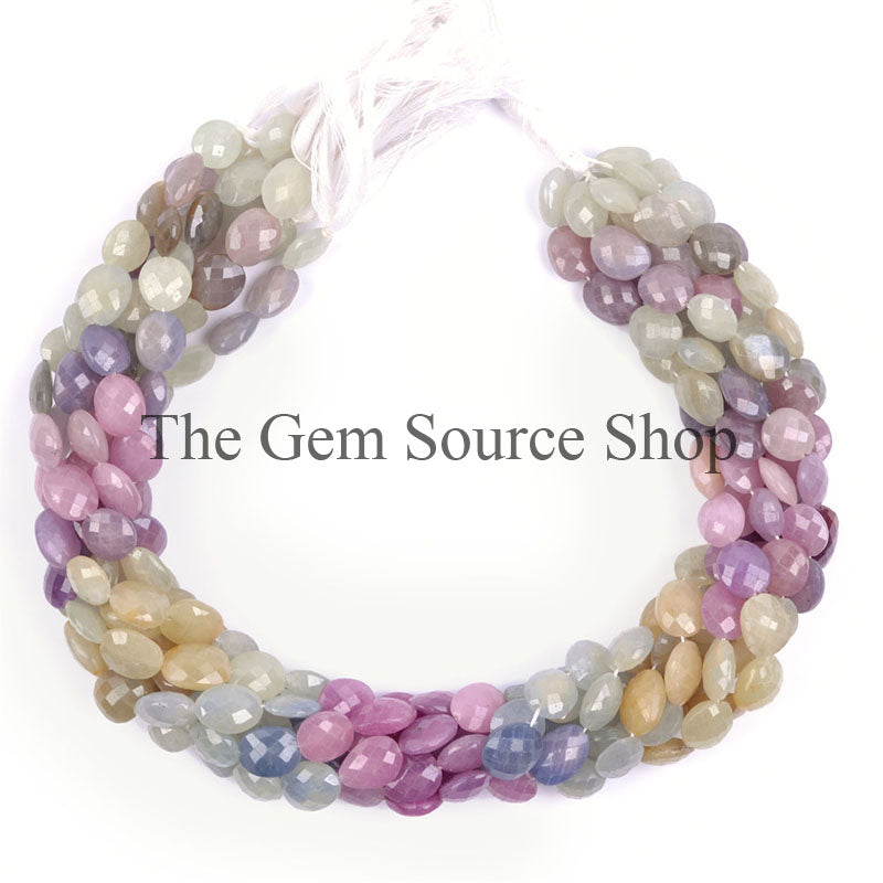 Multi Sapphire Beads, Multi Sapphire Oval Shape Beads, Multi Sapphire Faceted Beads, Multi Sapphire Gemstone Beads