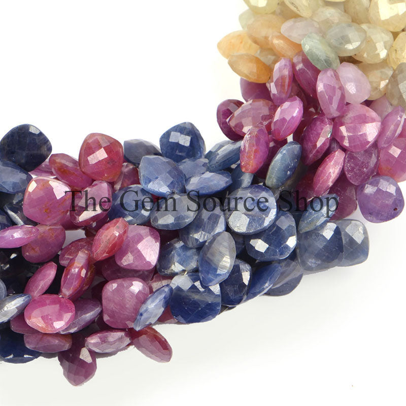 Multi Sapphire Beads, Multi Sapphire Cushion Shape Beads, Multi Sapphire Faceted Beads, Multi Sapphire Gemstone Beads