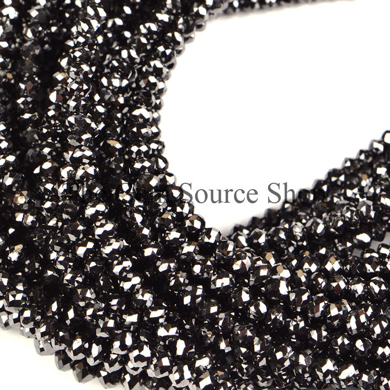 AAA Quality, Natural Black Diamond Beads, Diamond Faceted Beads, Diamond Rondelle Beads, Beads For Jewelry