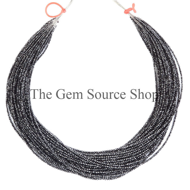 Natural Black Diamond Beads, Diamond Faceted Rondelle Beads, Diamond Beads For Jewelry
