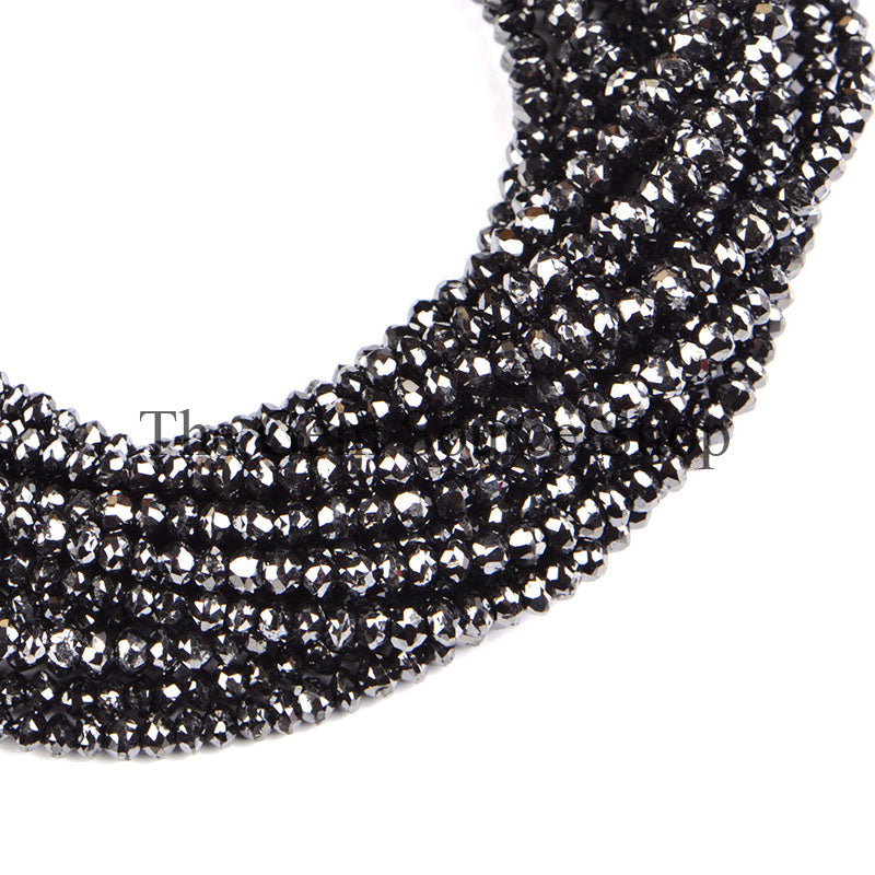 2.7-3.5mm Natural Black Diamond Beads, Diamond Faceted Beads, Diamond Rondelle Beads, Wholesale Beads