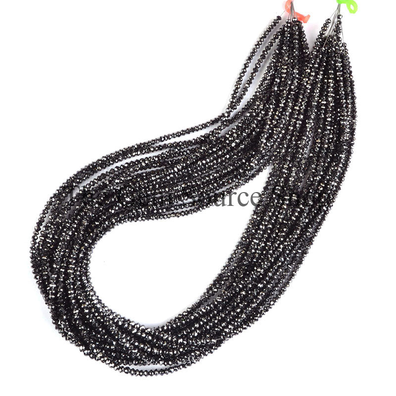 2.7-3.5mm Natural Black Diamond Beads, Diamond Faceted Beads, Diamond Rondelle Beads, Wholesale Beads