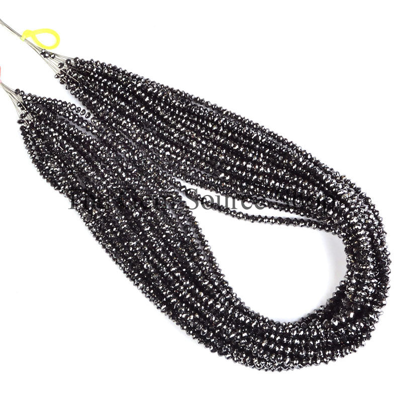 Natural Black Diamond Beads, 3-5mm Diamond Beads, Faceted Rondelle Shape Beads
