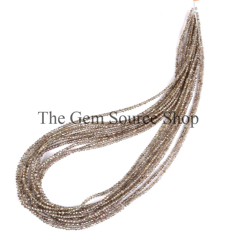 AAA Quality, Natural Light Brown Diamond Beads, Faceted Rondelle Beads, Diamond Beads For Jewelry