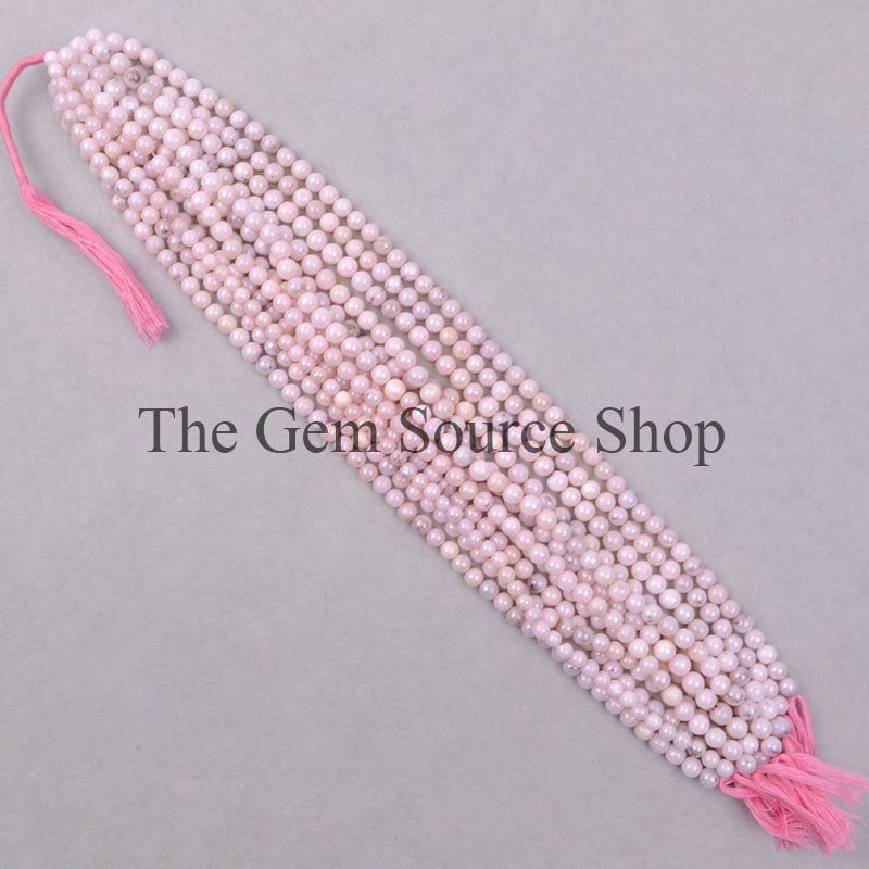 Natural Pink Opal Beads, Smooth Round Shape Beads, Plain Pink Opal Gemstone Beads