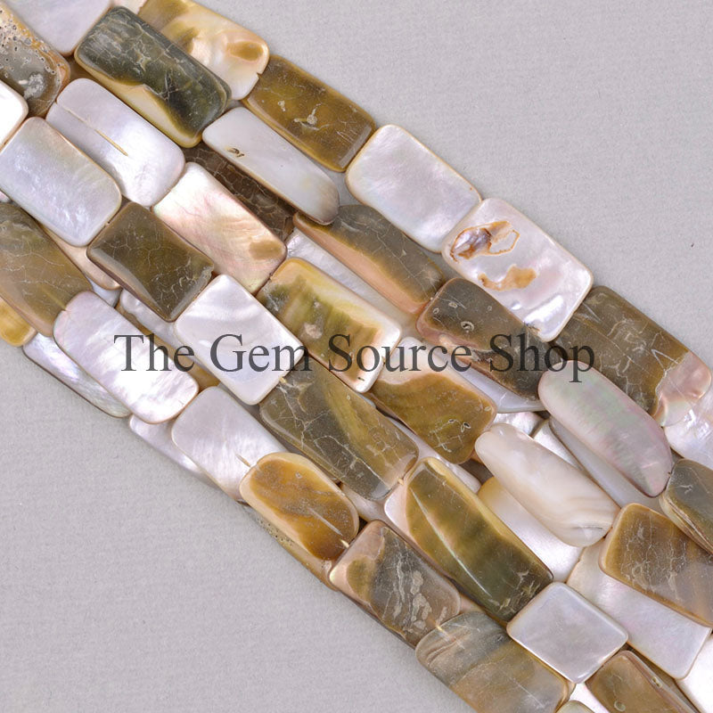 Mother Of Pearl Beads, Smooth Flat Nugget Beads, Plain Mother Of Pearl Beads, Gemstone Beads