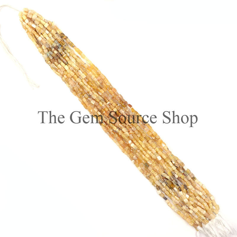Yellow Opal Beads, Smooth Long Square Beads, Plain Brick Shape Beads, Yellow Opal Gemstone Beads