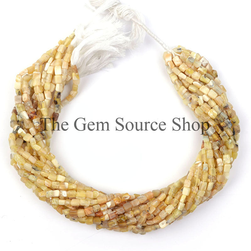 Yellow Opal Beads, Smooth Long Square Beads, Plain Brick Shape Beads, Yellow Opal Gemstone Beads