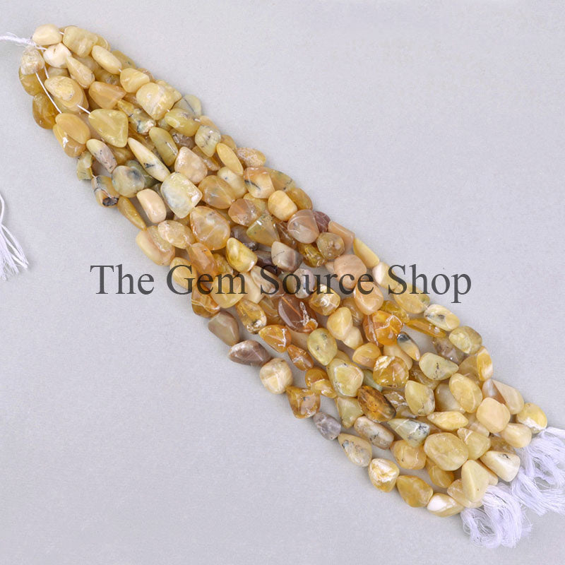 Yellow Pink Opal Beads, Smooth Opal Nugget, Plain Yellow Opal Beads, Sliver Wash Coated Opal Beads
