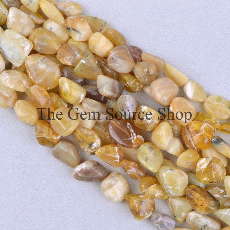 14" Yellow Opal Smooth Nugget/Tumble Shape Gemstone Beads Strand for DIY Jewelry