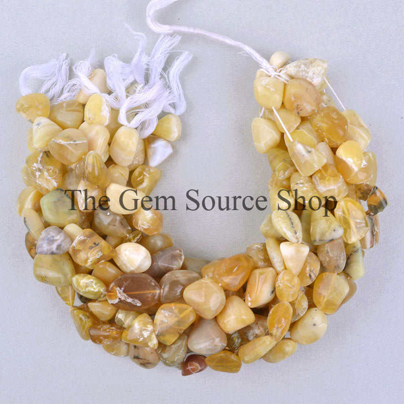 14" Yellow Opal Smooth Nugget/Tumble Shape Gemstone Beads Strand for DIY Jewelry