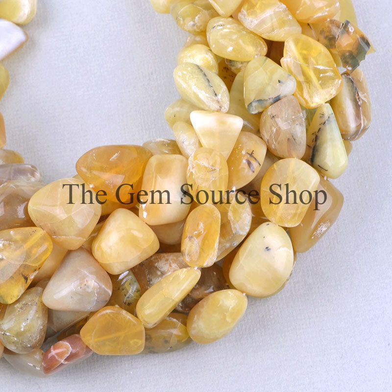 14" Yellow Opal Smooth Nugget/Tumble Shape Gemstone Beads Strand for DIY Jewelry