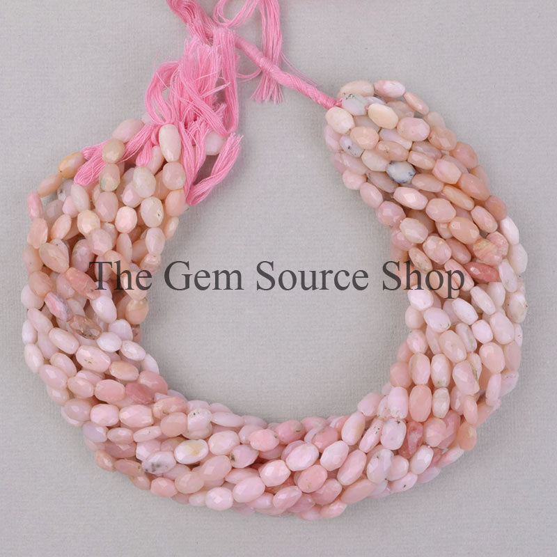 Pink Opal Beads, Pink Opal Oval Shape Beads, Pink Opal Faceted Beads, Pink Opal Gemstone Beads