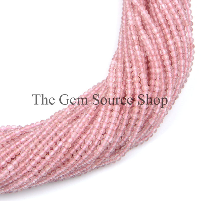 Strawberry Quartz Faceted Beads, Strawberry Quartz Rondelle Beads, Strawberry Quartz Beads