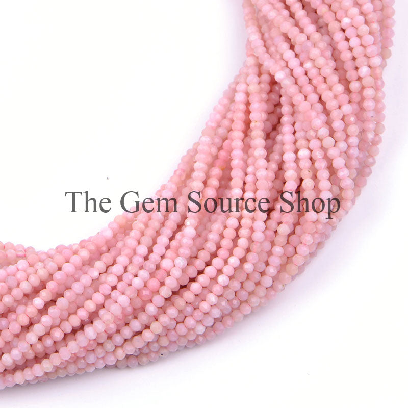 Pink Opal Beads, Pink Opal Faceted Beads, Pink Opal Rondelle Beads, Pink Opal Gemstone Beads