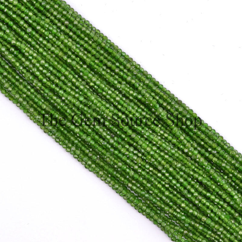 Chrome Diopside Rondelle Faceted 2-2.25mm Gemstone Beads TGS-0948