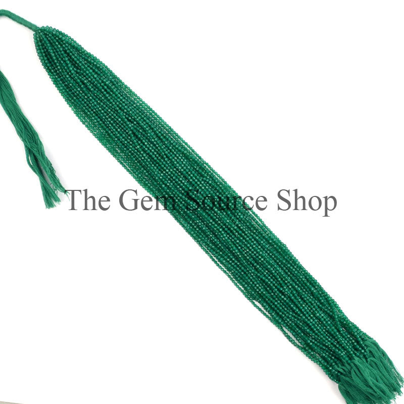 Green Onyx Beads, Green Onyx Faceted Beads, Rondelle Shape Beads, Wholesale Gemstone Beads