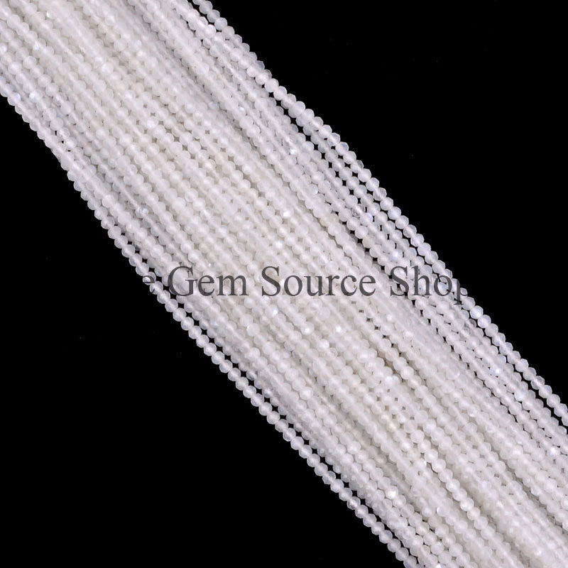 White Moonstone Beads, Moonstone Faceted Beads, Moonstone Rondelle Beads, Faceted Rondelle Beads